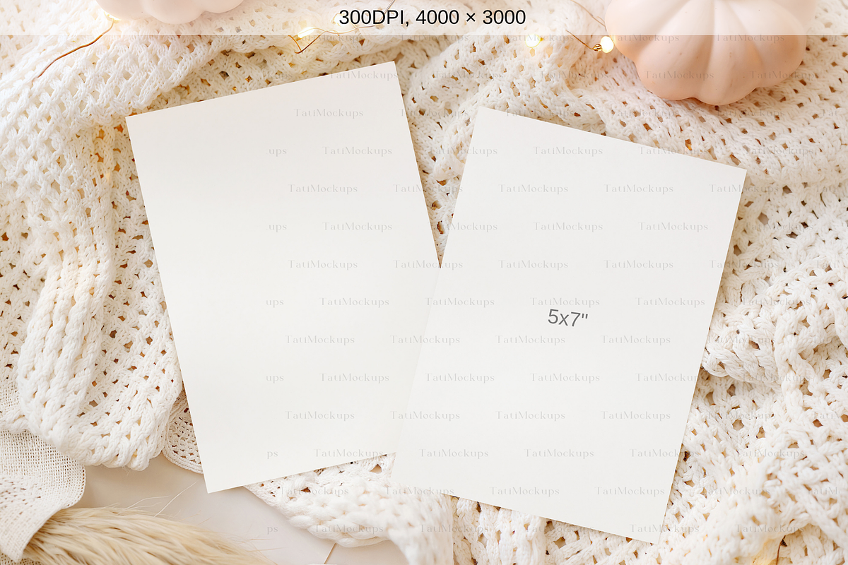 Fall Wedding Invitation Mockup, an Advertising Mockup by TatiMockup (Photo 2 of 4)