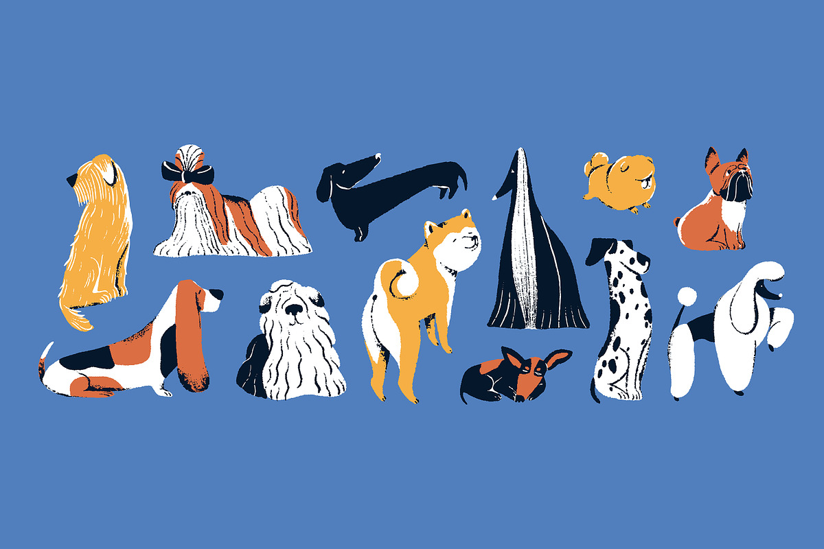 Cute dogs set, patterns, poster, an Animal Illustration by PaperTrident (Photo 2 of 13)