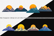 Sun over Mountains Clipart, a Graphic by Artnoy (Thumbnail 2 of 5)