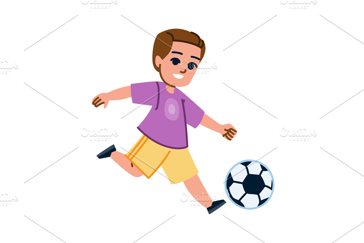 Happy child kicking soccer ball, a Sport Illustration by pikepicture
