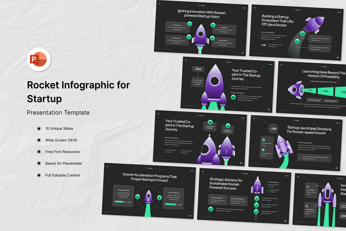 Rocket Infographic for Startup PPT