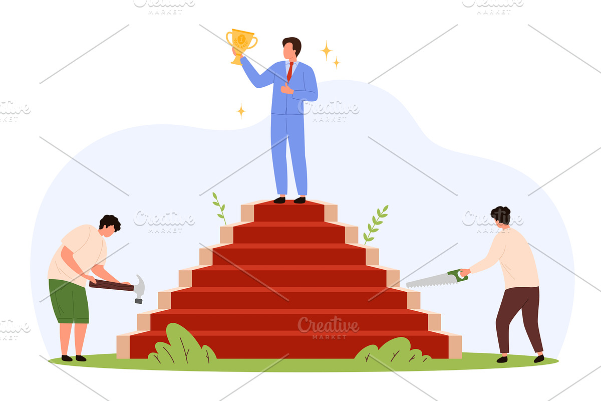 Teamwork & Competition Career plan, a Person Illustration by Flashvector