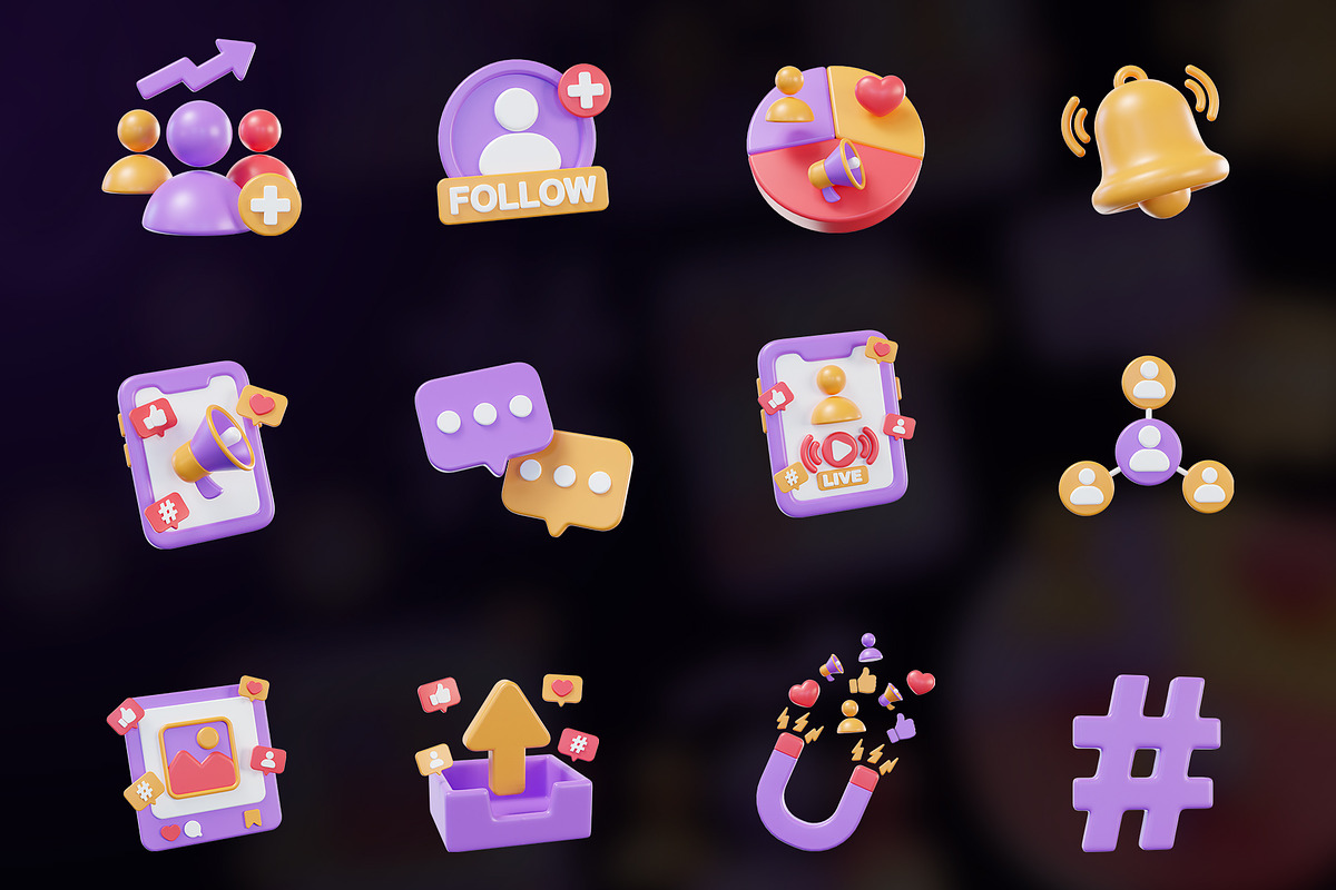 Social Media 3D Icon Design, an Object Graphic by Artnivora.Std (Photo 4 of 4)