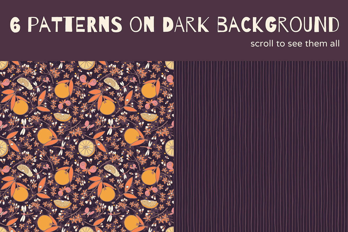 Orange garden. Set of fruit patterns, a Pattern Graphic by julianaapina (Photo 3 of 7)