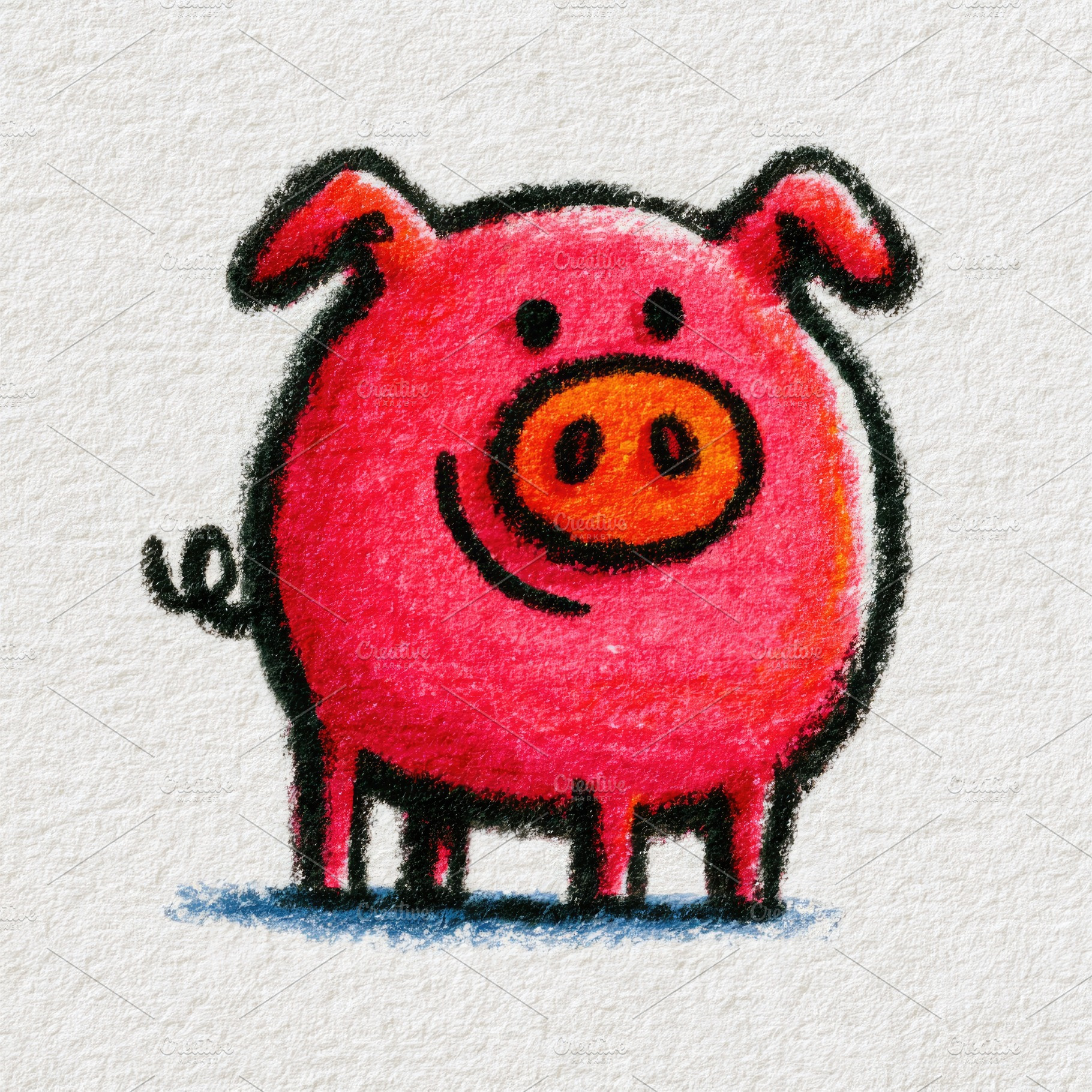 Cute pink pig doodle illustration, an Animal Photo by José Manuel Gelpi