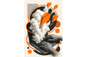 Conceptual illustration of hands, a Technology Illustration by Sergey Kotenev