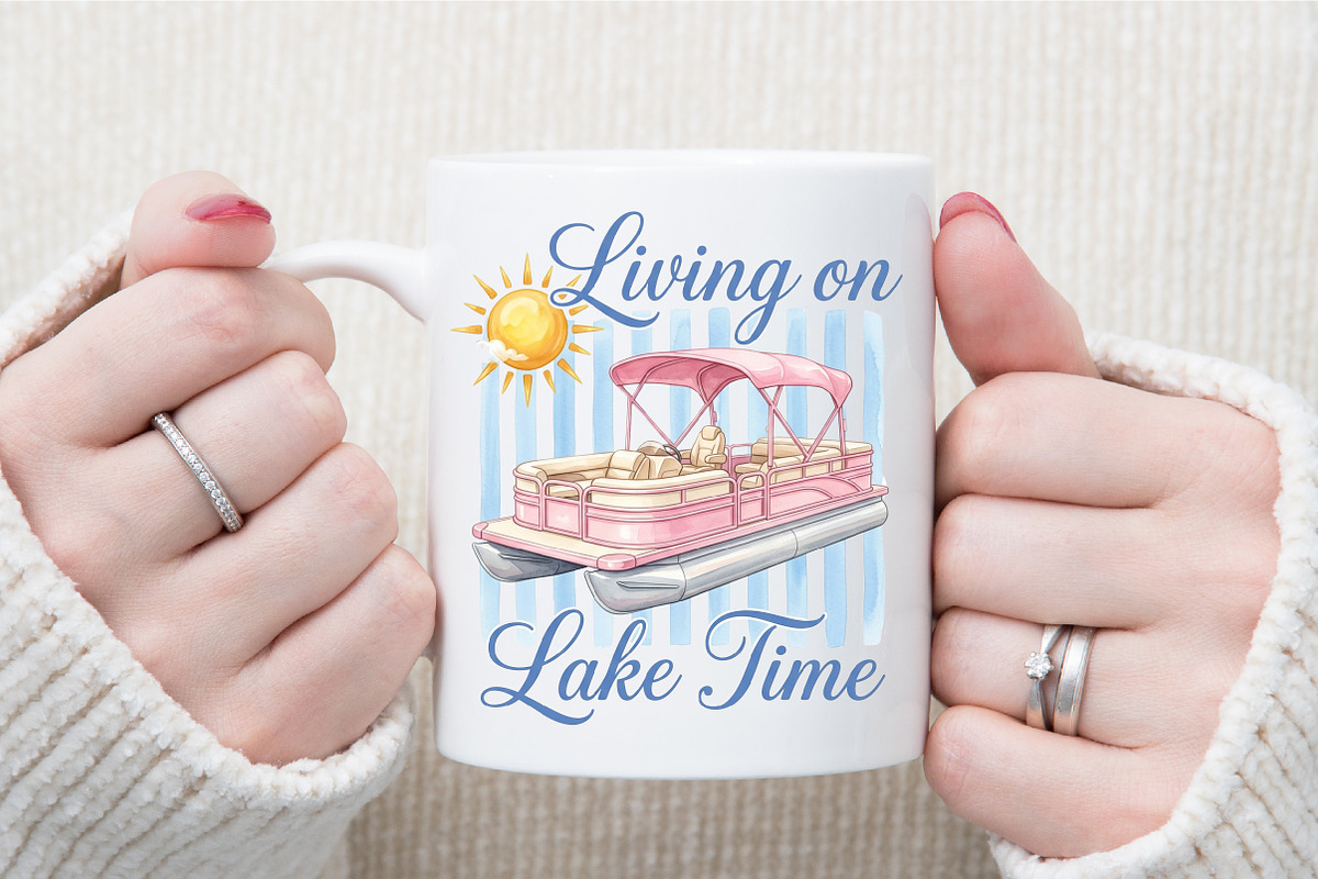 Lake Time Pontoon Boat PNG, a Seasonal Illustration by Sublimation Artist (Photo 7 of 9)