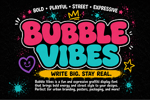 Bubble Vibes - Graffiti Display Font, a Handwritten Font by overlaytemplates