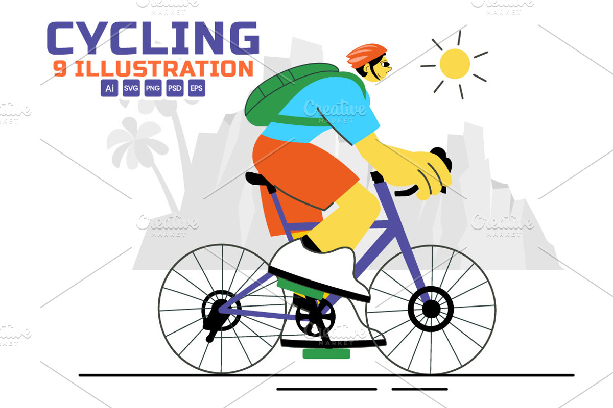 9 Outdoor Cycling Illustration, a Sport Illustration by denayunebgt (Photo 1 of 3)