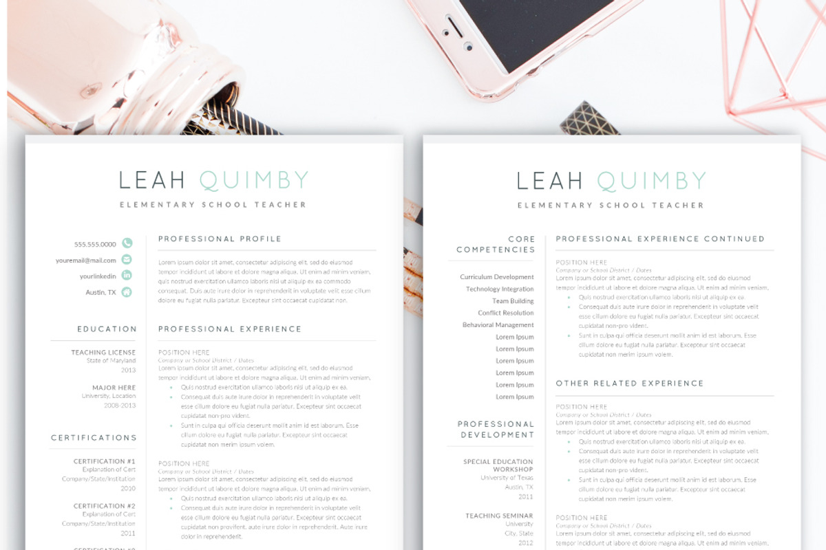 Modern Resume Template for Teacher, a Resume Template by SharpResumeFoundry (Photo 3 of 8)