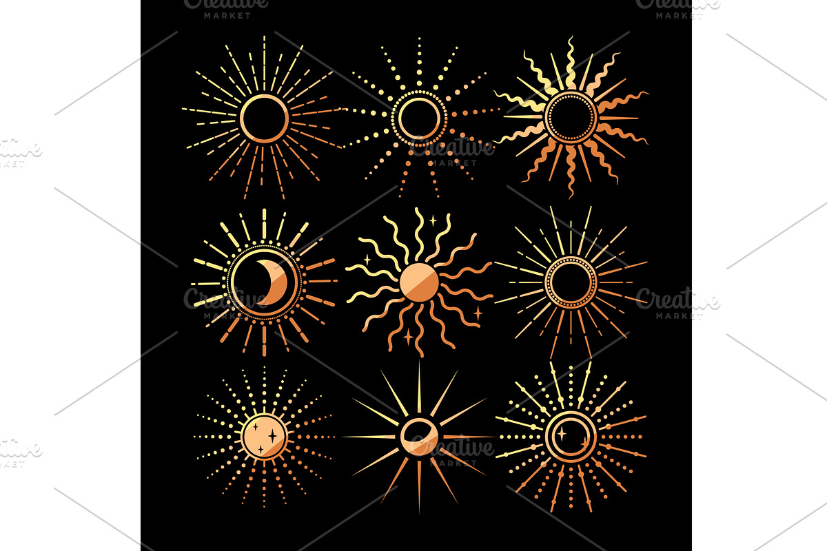 Hand drawn bohemian sun and, an Illustration by pikepicture