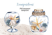 Shells, beach watercolor set., an Illustration by Larisa Maslova (Thumbnail 2 of 13)