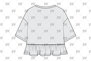 Boxy Tee with Ruffle Fashion Flat, a Shirt Mockup by haydenwentworth (Thumbnail 3 of 3)