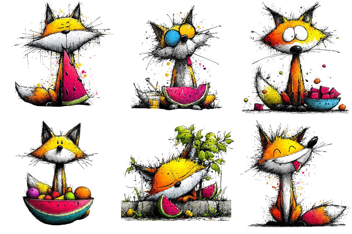 Summer Fox Enjoy Watermelon Clipart, an Illustration by DreamPrint404 (Photo 3 of 7)