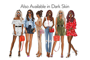 Fashion Girls 20 -Light Skin Clipart