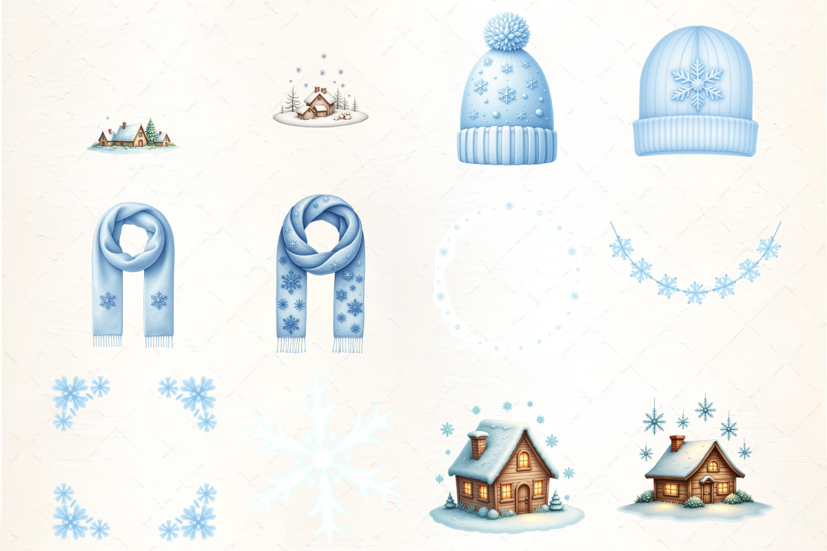 Cozy Winter Clipart Bundle, Blue Sno, an Illustration by CrexoraLab (Photo 5 of 5)