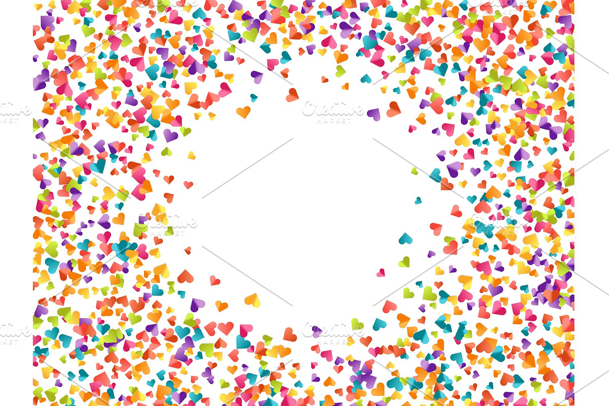 Celebrate pattern of heart shape background of colored confetti and ...