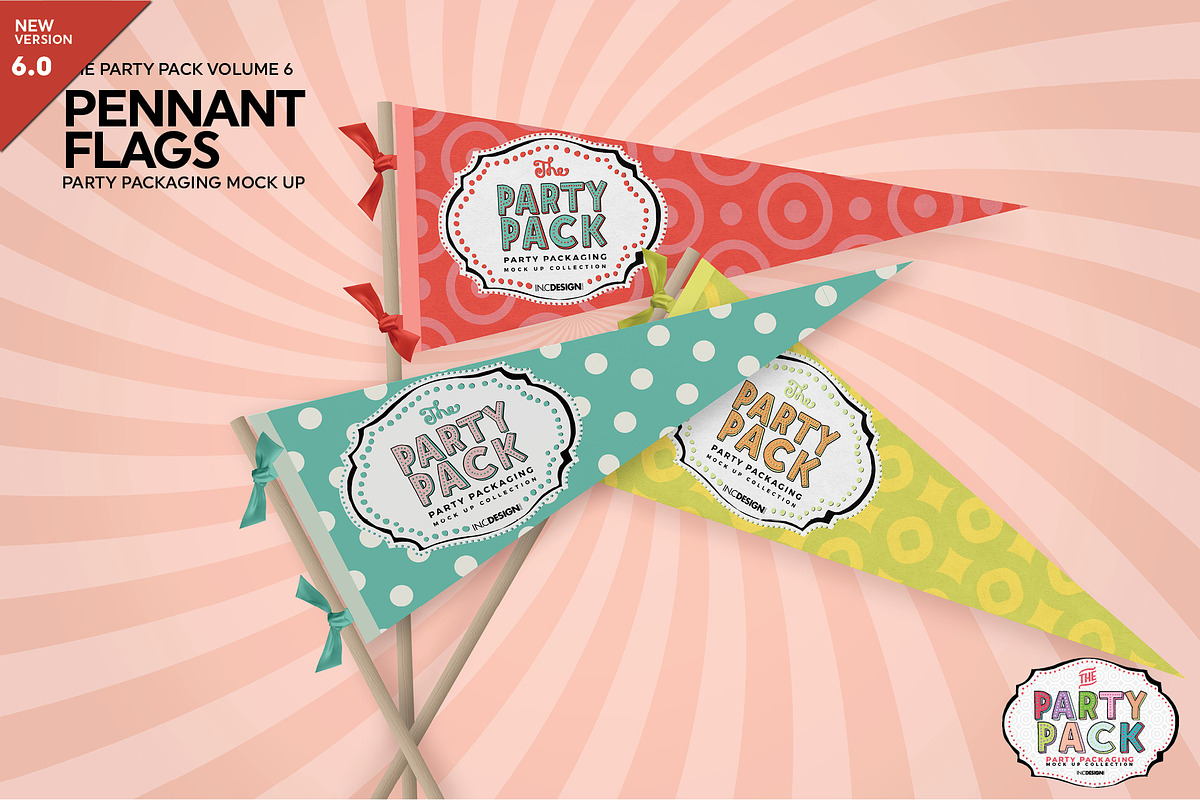 Celebration Pennant Flags Mockup, a Product Mockup by INCDesign (Photo 1 of 7)
