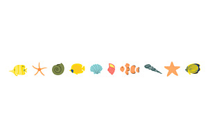 Coral reef fish, seashell, starfish, an Animal Illustration by sceptical cactus