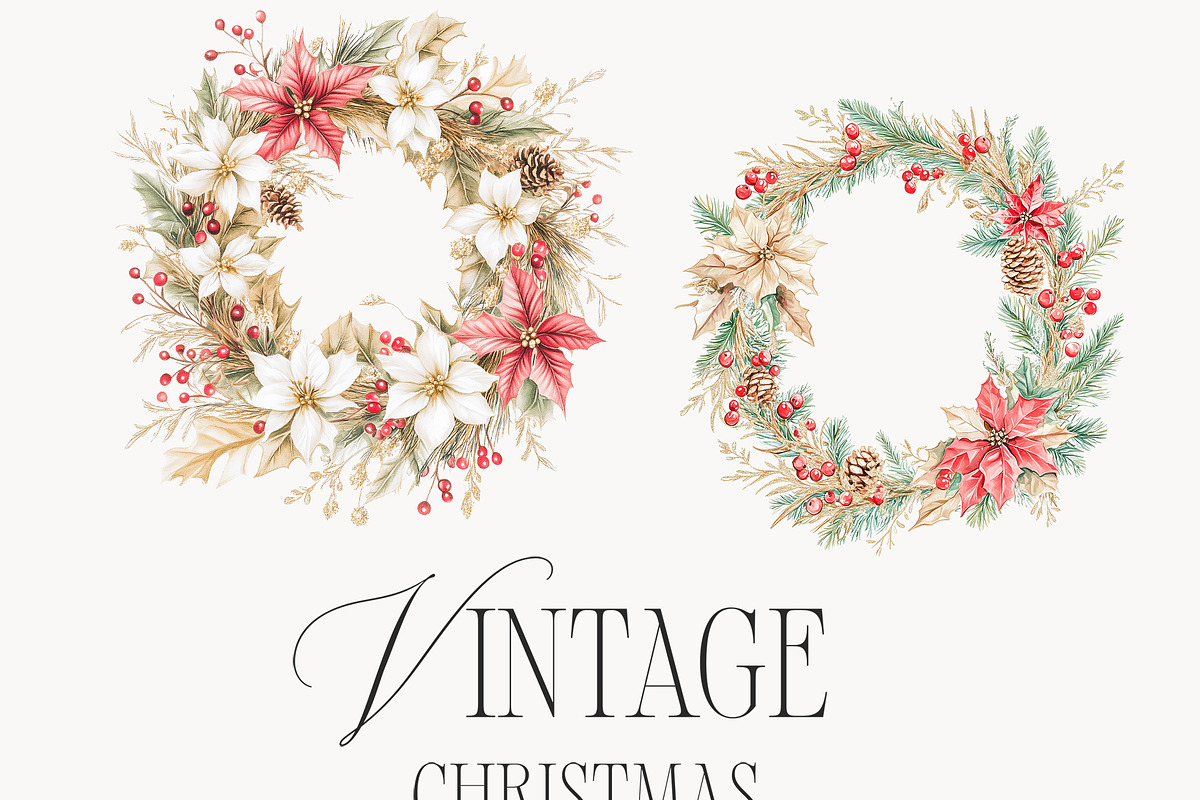 Vintage Christmas Clipart Collection, a Seasonal Illustration by studioequinox (Photo 5 of 8)