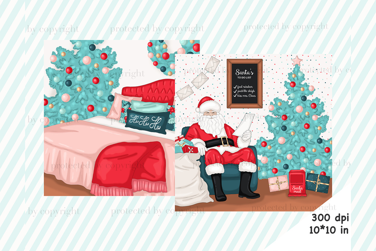 Santa Mail Scenes, a Seasonal Illustration by GlamArtZhanna (Photo 2 of 3)