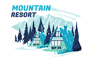 Ski Resort Flat Illustrations