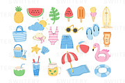 Summer Time Clipart - Swiitery, a Seasonal Illustration by Iconixar & Friends (Thumbnail 2 of 2)