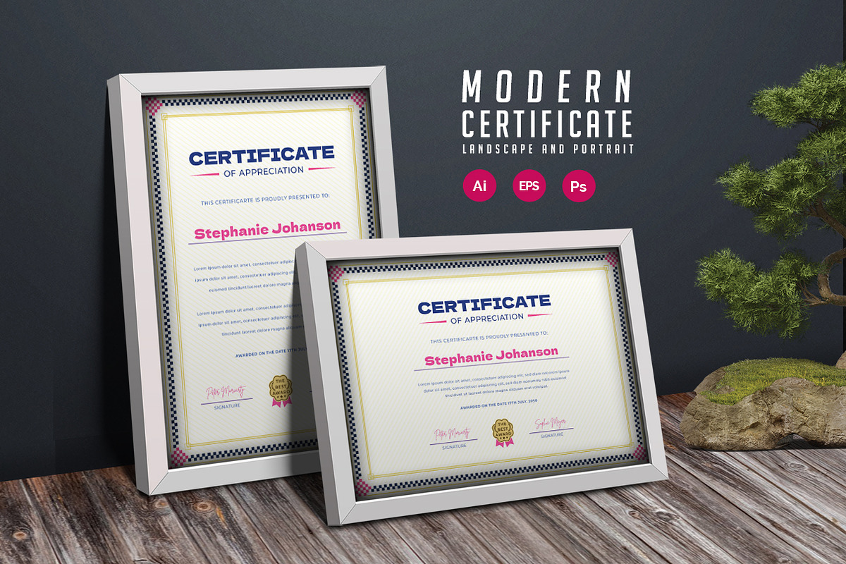 564. Modern Certificate Template, a Stationery Template by CreativeRezwan (Photo 1 of 2)