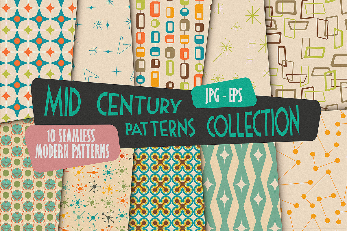 Atomic Age 1950's Retro Pattern Set, a Pattern Graphic by Kokoshka (Photo 1 of 2)