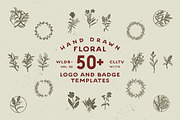 50+ Hand Drawn Floral Logo & Badges, a Branding & Logo Template by Wortfice (Thumbnail 1 of 9)