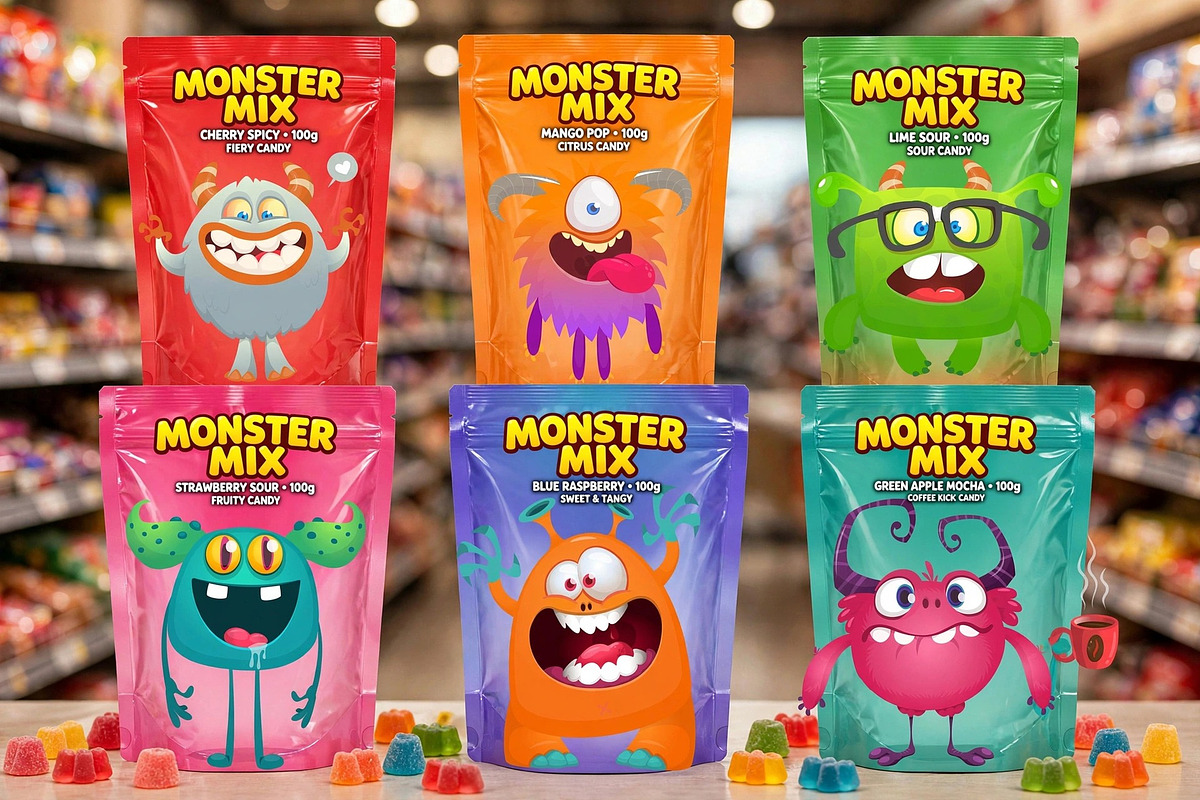 Puffy Pops - 6 Cute Monsters, a Decorative Illustration by D R A W K M A N (Photo 8 of 9)