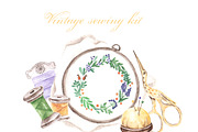 Sewing watercolor kit Sewing machine, an Illustration by SabinaWatercolorArt (Thumbnail 10 of 14)