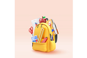 3D School backpack full of, an Object Illustration by Abscent