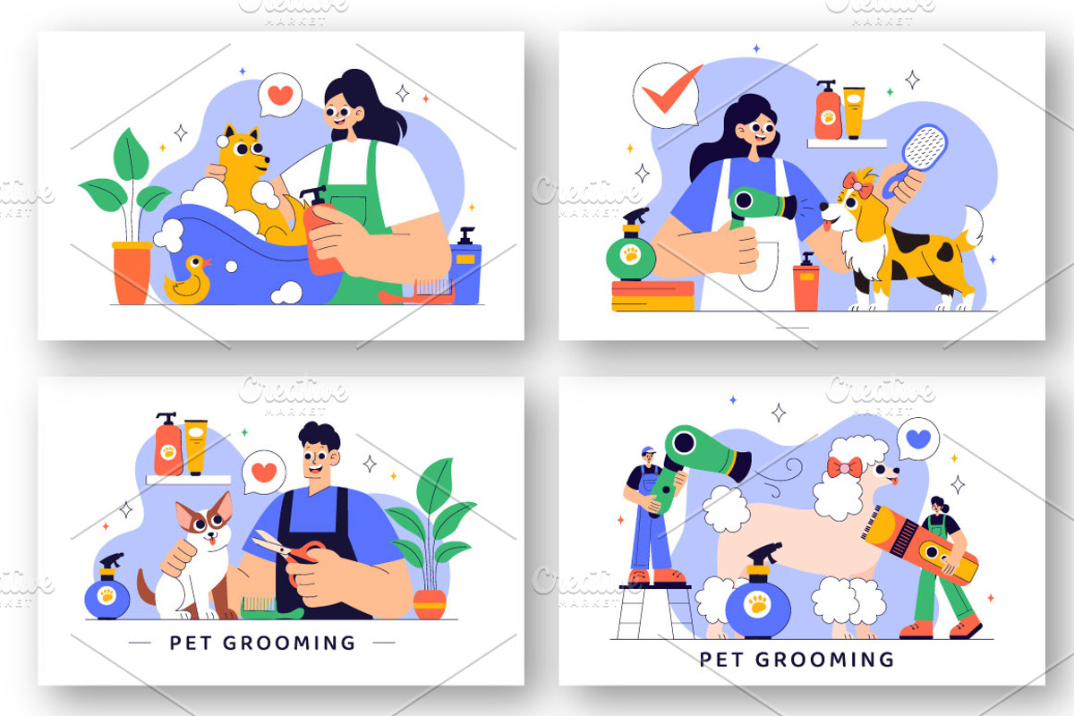 10 Pet Grooming Illustration, an Animal Illustration by denayunebgt (Photo 3 of 4)