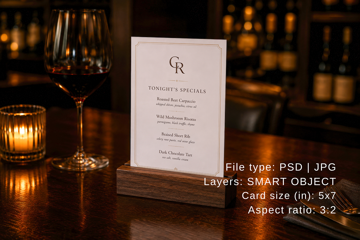5x7 Restaurant Table Sign Mockup, an Advertising Mockup by Serenefeeling (Photo 2 of 6)
