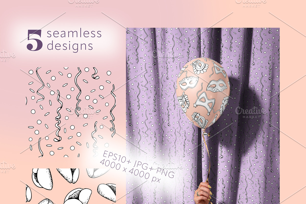 Happy Purim Line Vector Clipart, a Seasonal Illustration by Elena Malgina Clipart (Photo 5 of 8)