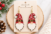 Gnome Christmas Earrings Laser Cut, a Seasonal Illustration by Canvas Craft (Thumbnail 2 of 6)