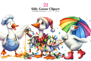 Silly Goose Watercolor Clipart