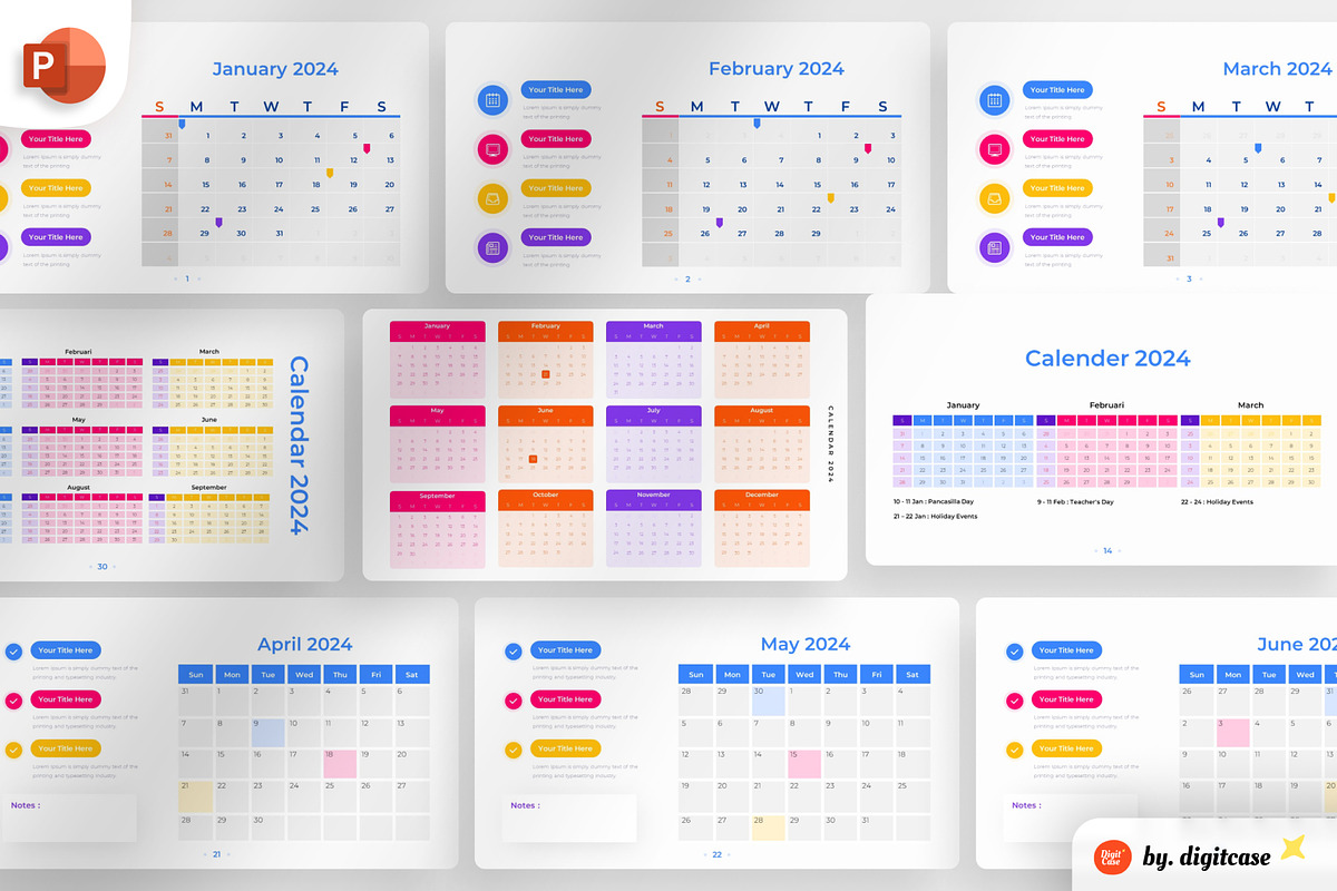2024 Calendar PowerPoint Infographic, a Presentation Template by Digitcase x Wealthwells (Photo 1 of 4)