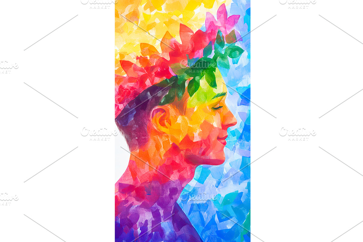 Profile of man Adorned with Colorful, an Illustration by Lermont51