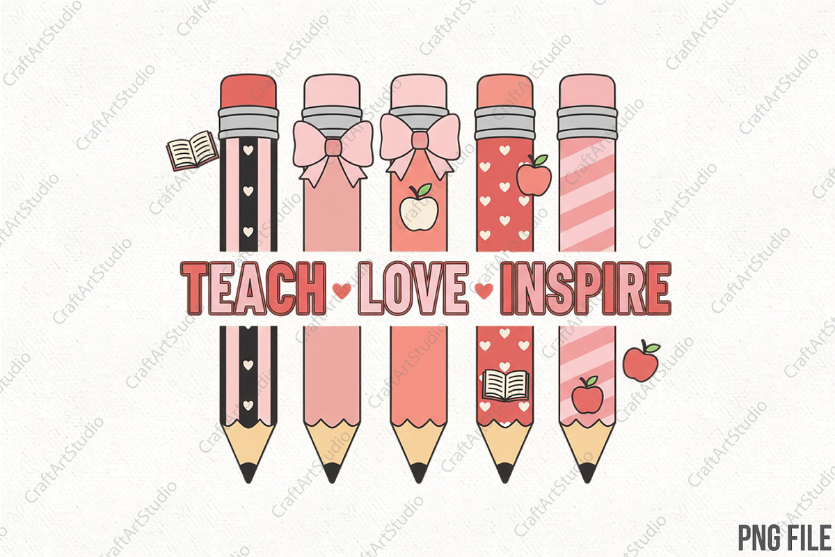 Valentine's Day Teacher PNG, an Illustration by CraftArtStudio (Photo 1 of 4)