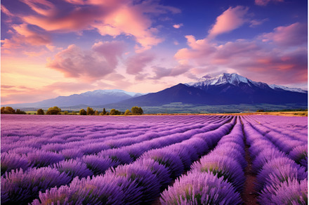 Tranquil Lavender field mountains, a Nature Photo by Ylivdesign