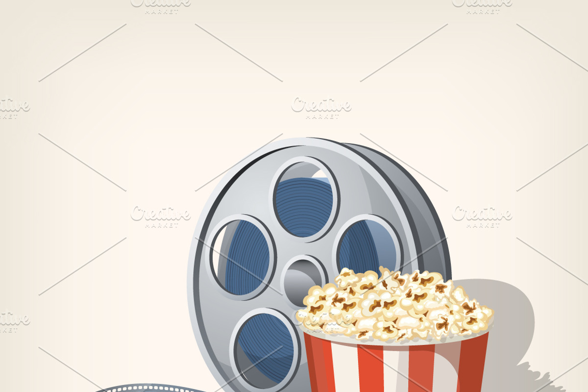 Popcorn box, film strip and tickets., an Object Graphic by SHom