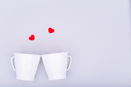 Pair of mugs with red glitter hearts stock photo containing above and abstract, a Holiday Photo by Kate Molchanova