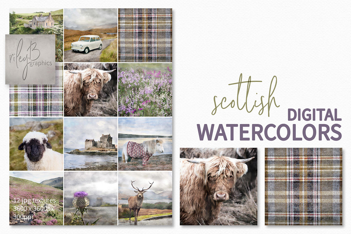 Scottish Digital Watercolors, a Texture Graphic by rileyBgraphics (Photo 1 of 8)