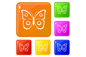 Butterfly Peacock Eye Icons Set