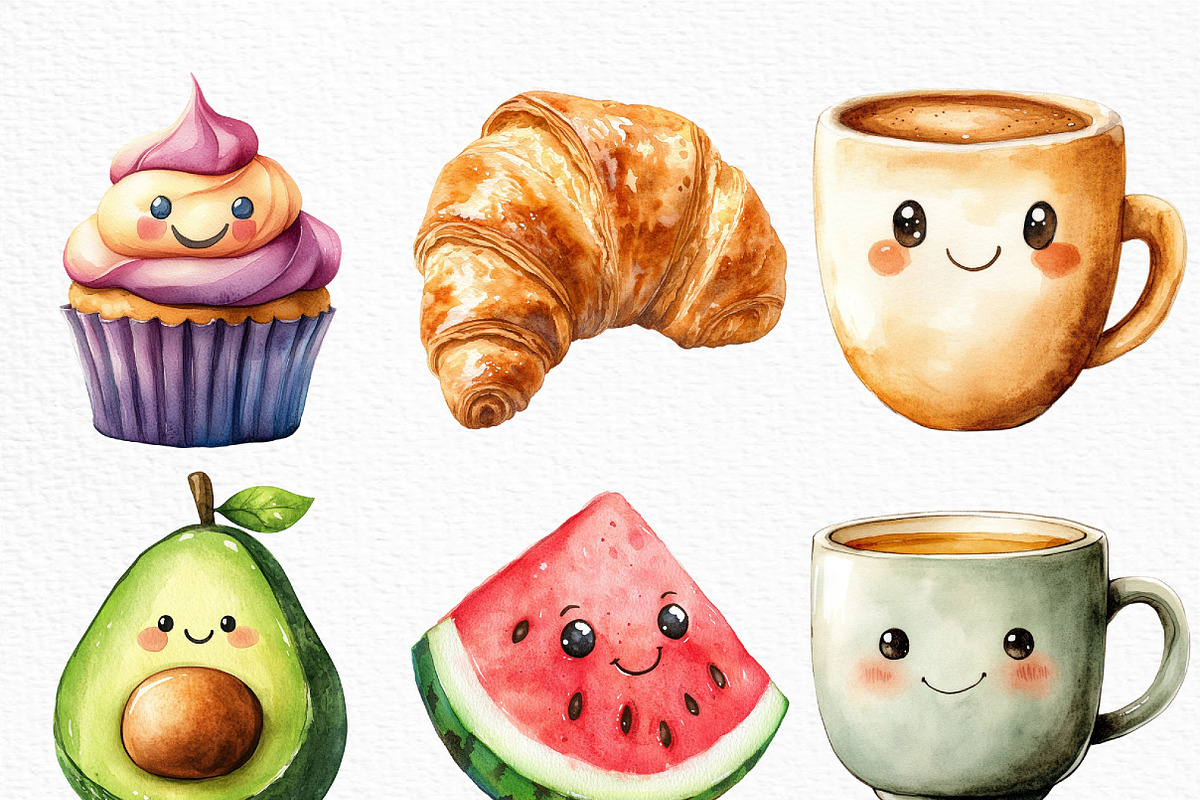 Cute Cartoon Food Clipart, an Illustration by Craft Nest (Photo 5 of 6)