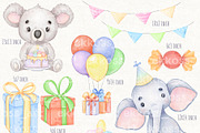 Cute Animals Birthday Clipart, an Animal Illustration by ekossa_art (Thumbnail 3 of 8)