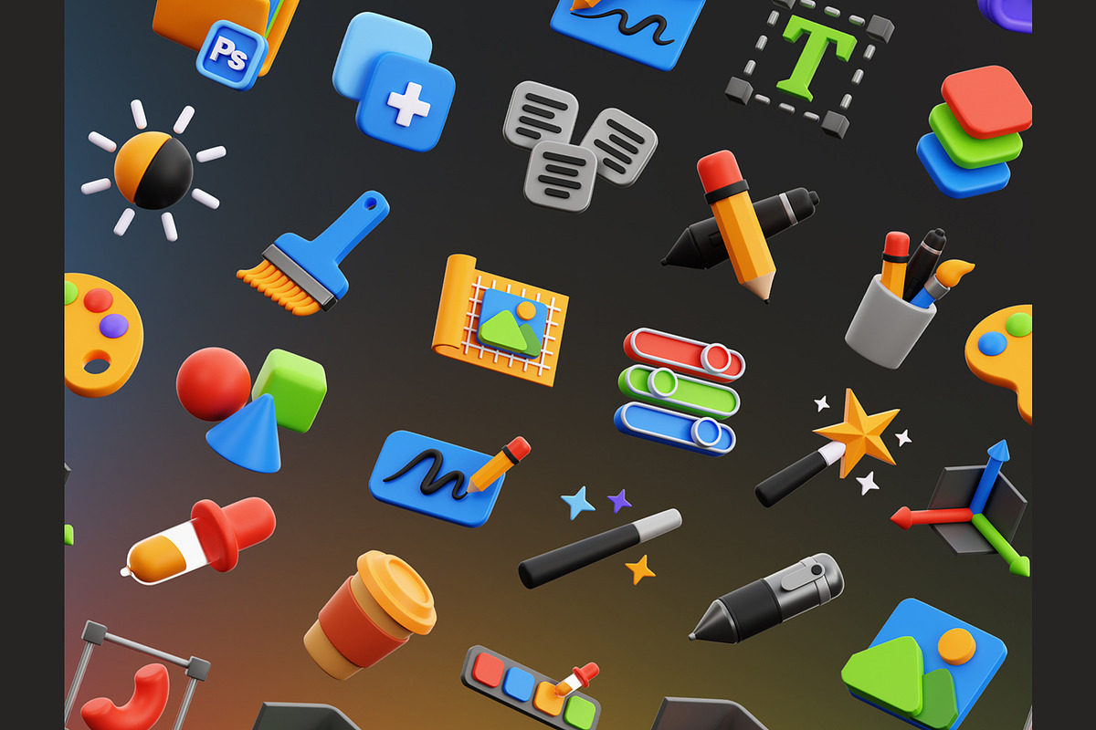 Graphic Design 3D Icons, an Object 3D Model by Rakata Studio (Photo 6 of 7)