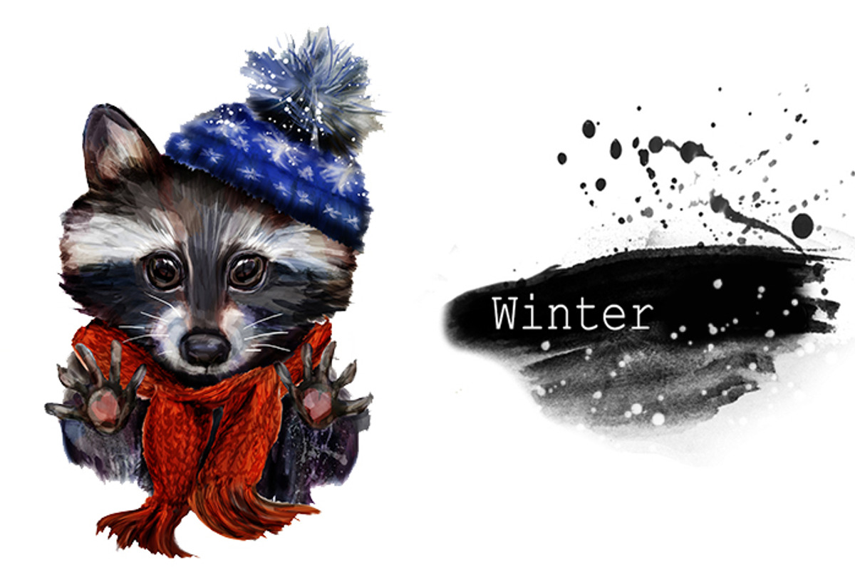 Set racoon fineart .4 styles, an Animal Illustration by art_mouse (Photo 3 of 7)